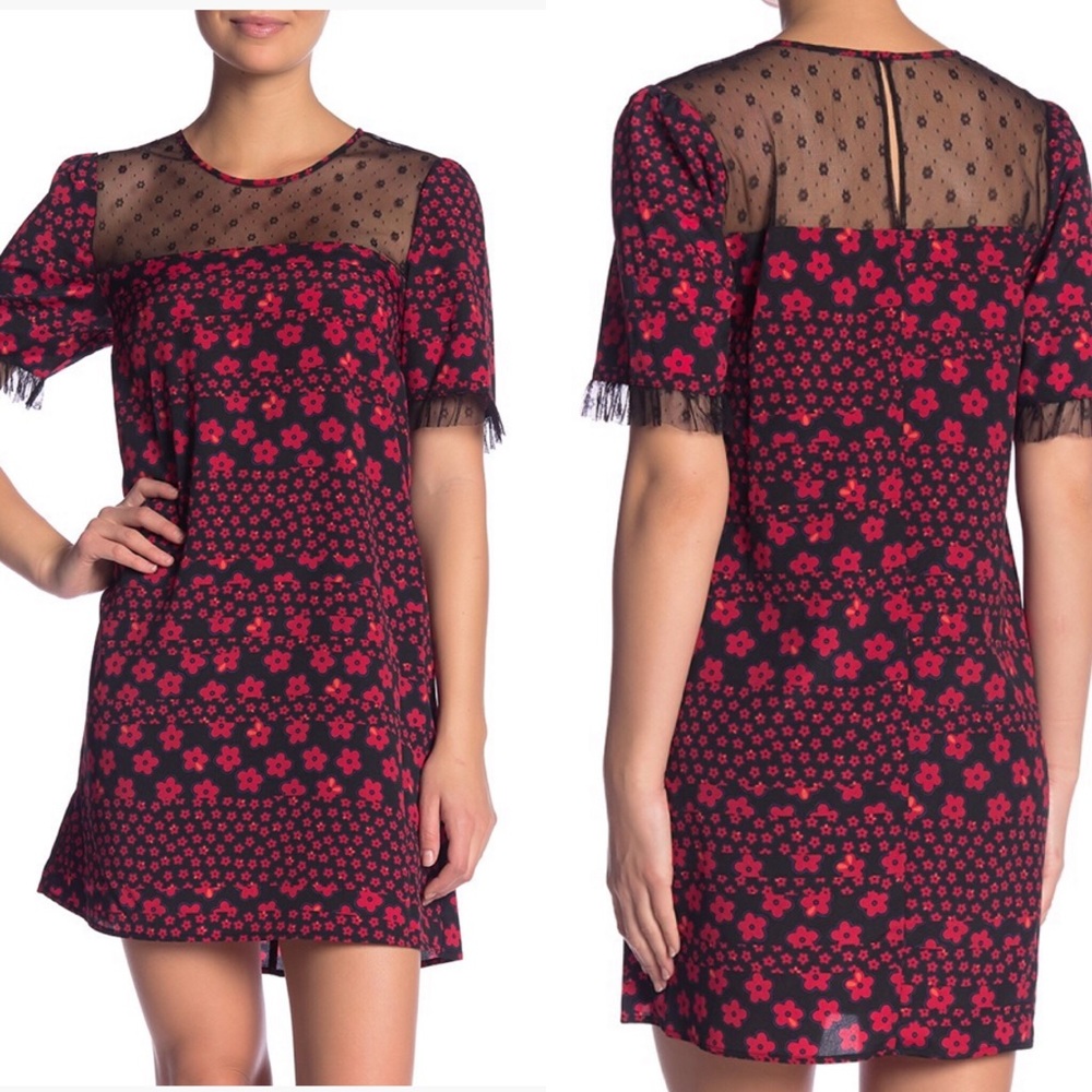 NWT BCBGeneration Black Red Floral Dress - Picture 1 of 6